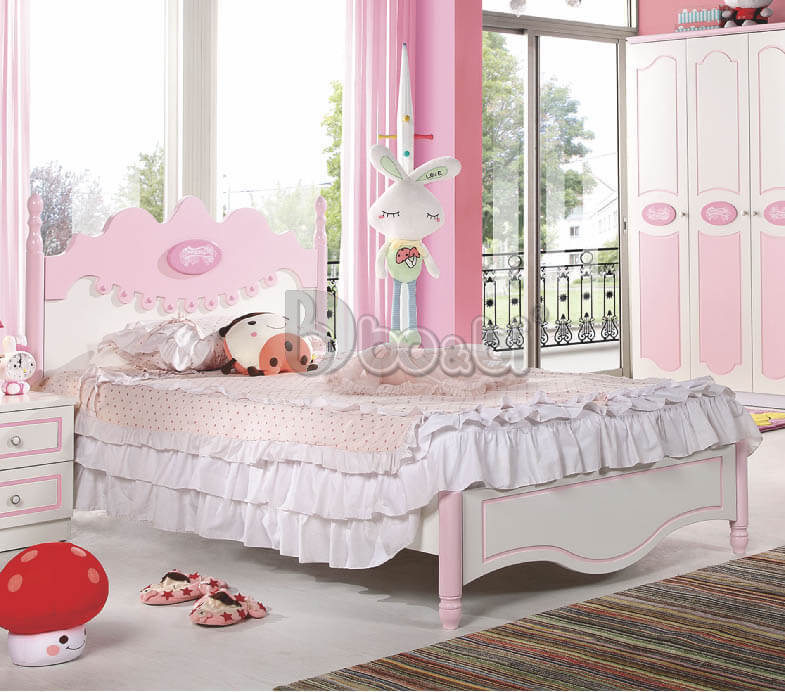Giường ngủ cho bé gái màu hồng dễ thương BB BABY968G-1